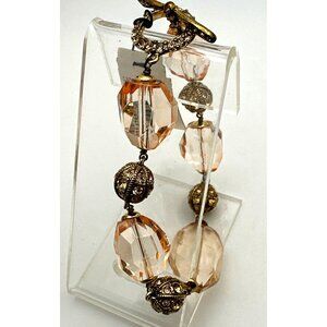 Vintage Timeless Elegance Monet Bracelet Pink Bead Faceted Translucent Romantic